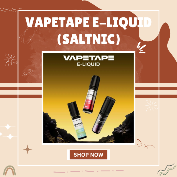 Vapetape 15ml Saltnic E-Liquid bottle lineup showing all 10 premium flavors